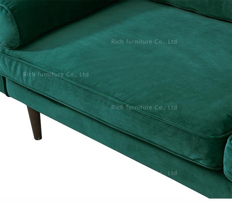 New Design Home Furniture Divan Settee Green Velvet Living Room Leisure Sofa