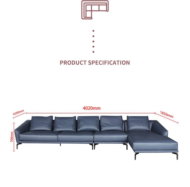 2021 New Style Living Room Leather Wood Frame L Shape Leisure Sofa