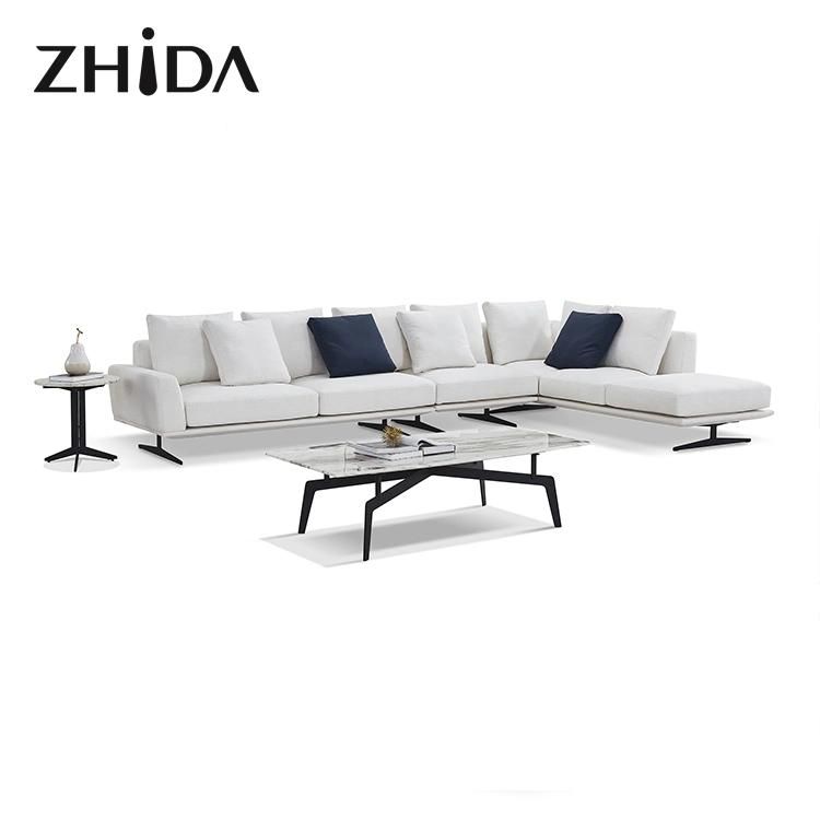 Modern Home Furniture Living Room Comfortable Sectional Sofa Set General Use Metal Leg L Shape Fabric Sofa