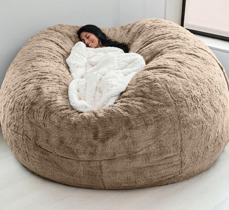 Extra Large 6FT 7FT Bean Bag Chair Soft Foam Stuffed with PV Fleece and Suede Fabric Sofas Lazy Sofa Bed No Foam Filling