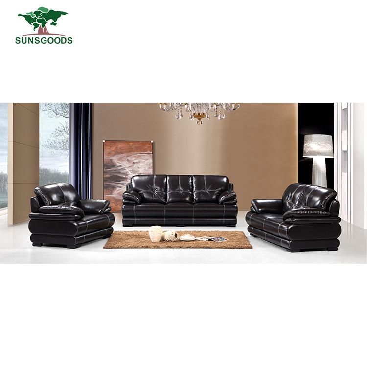 Most Popular Genuine Lwather Couches Black Colour Restaurants Furniture