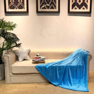 Coral Fleece Throw Blanket with Metallic Foiled for Sofa