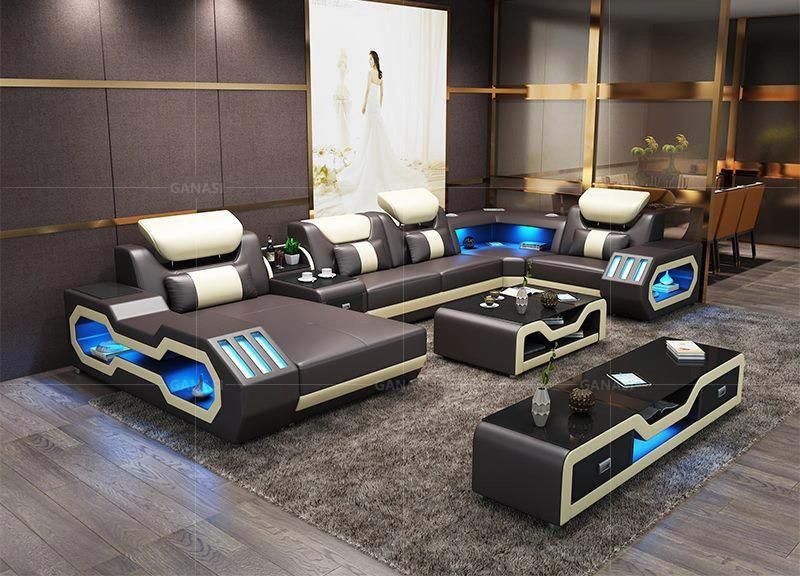 Europe Popular Living Room Sofa LED Light Storage Design G8046