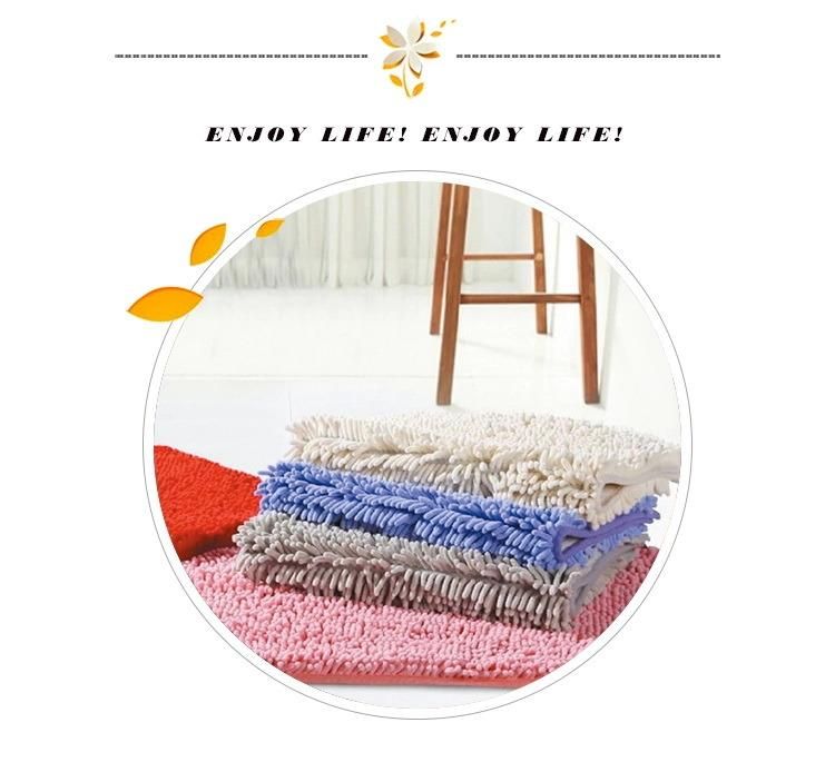 Washable Water Absorbent Latex Backing 100% Polyester Microfiber Bathroom Chenille Shag Bath Mat