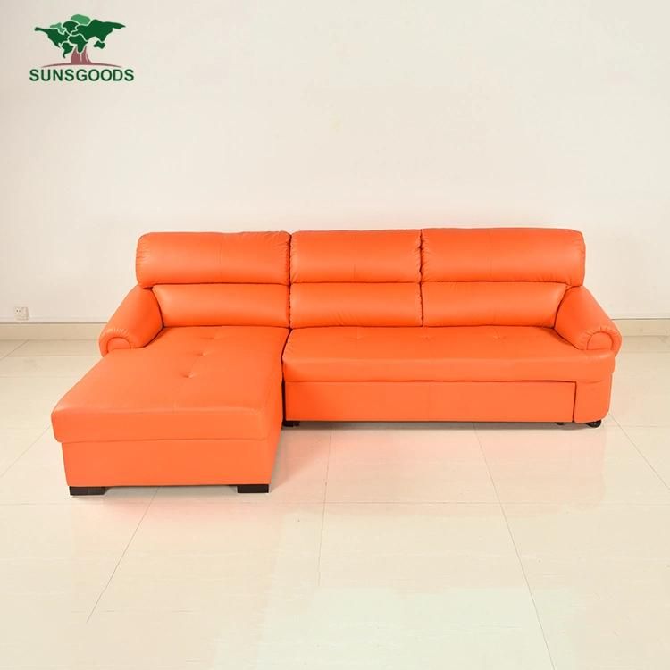 Orange Modern Sofa Design Elegance Leather Sofa Living Room Sofa Bed