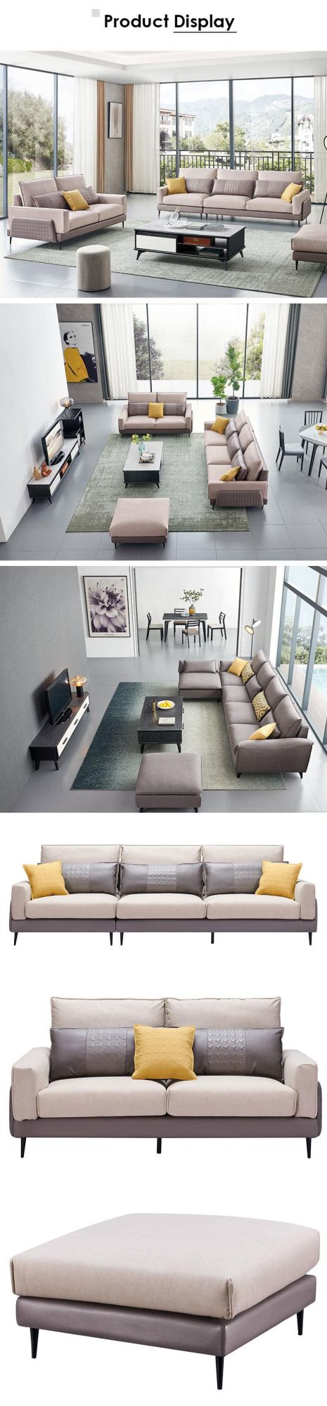 Minimalist Style Living Room Futniture Wood Frame Leathaire Sofa