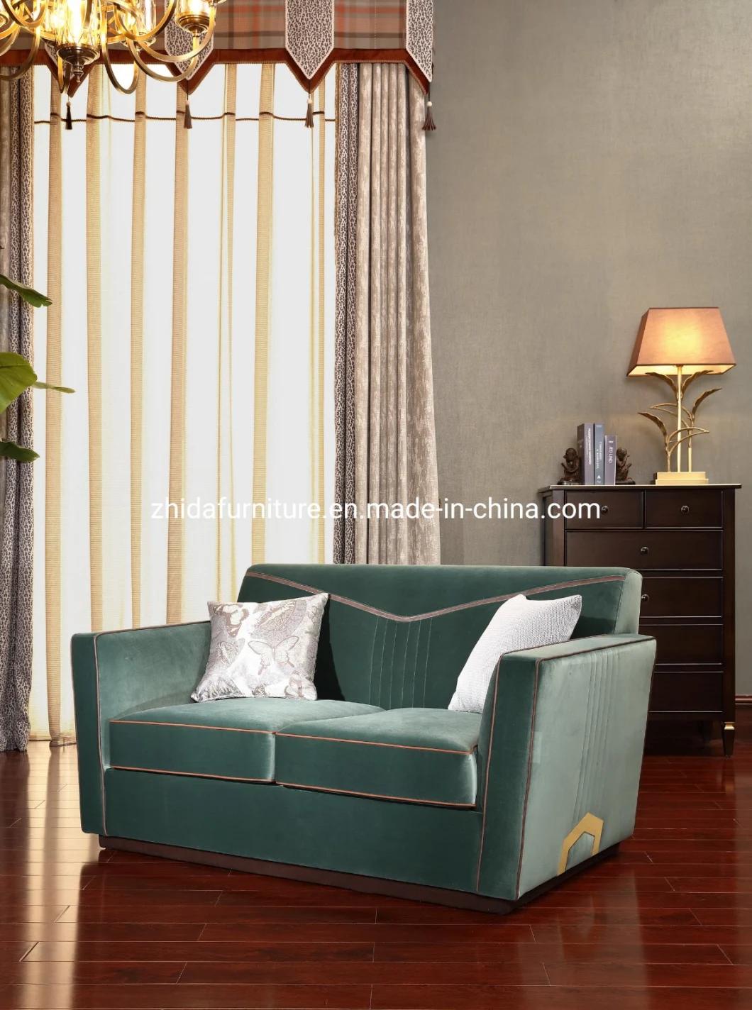 African Style Living Room Furniture Luxury Green Fabric Sofa for Villa