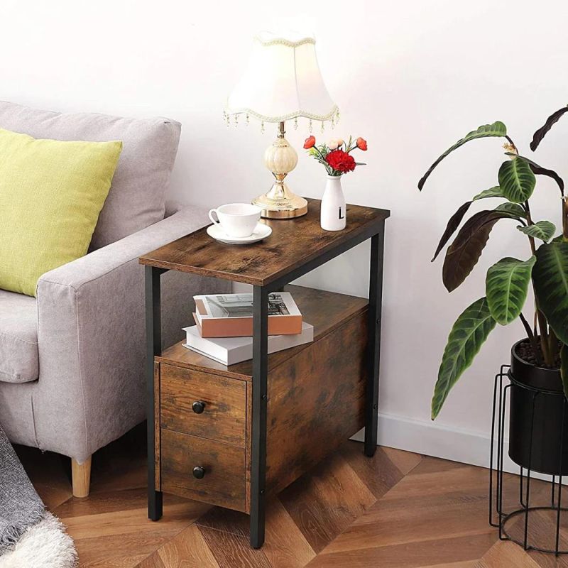 Sofa Side Table with Double Drawer