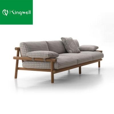 Excellect Handcraft Outdoor Teak Wood Garden Furniture Sofa with Waterproof Cushion for Villa