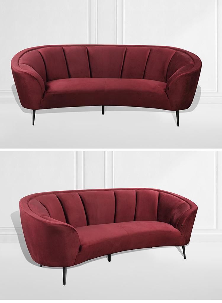 Linsy Black Velvet Sofa Set Furniture Design 2 Seater Living Room Sofa Jym1922b