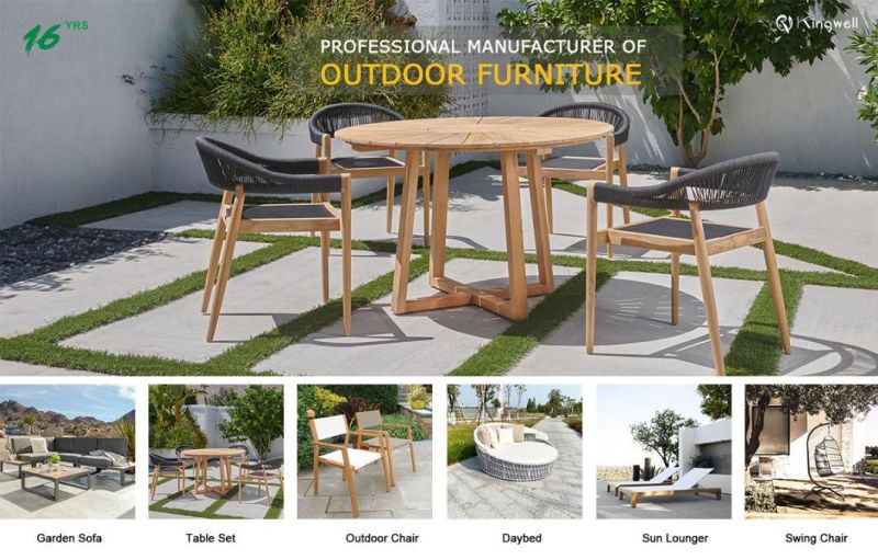 Excellect Handcraft Outdoor Teak Wood Garden Furniture Sofa with Waterproof Cushion for Villa