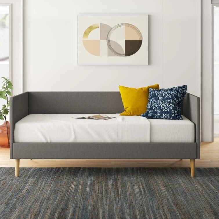 Nova Gray Modern Design Living Room Fabric Sofa Bed Lounge Wooden Feet Upholstered Sofa