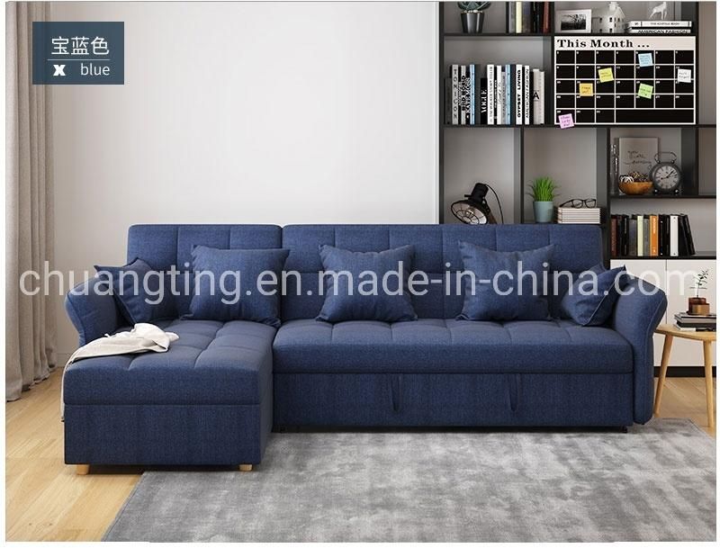 Portable Folding Sofa Bed Solid Wood Frame Convertible Sofa Three Seat Sofa Cum Bed for Living Room