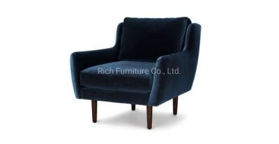 Nordic Marine Blue Velvet Armrest Sofa Couch Living Room Modern Fabric Sofa
