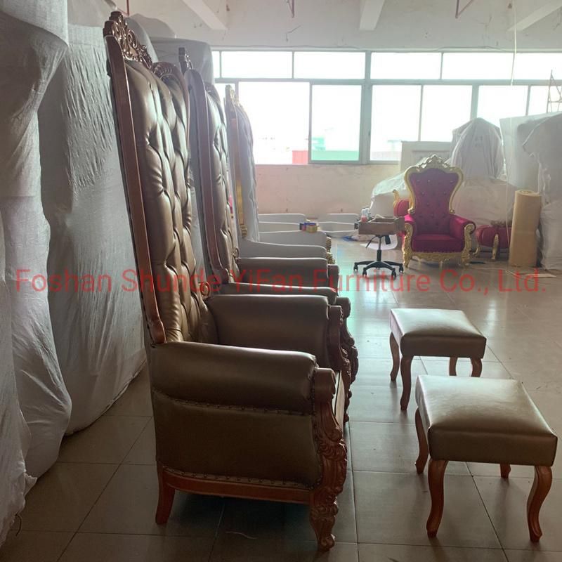 Hotel Lobby Furniture High Back King Throne Wedding Chairs in Optional Sofa Chair Color and Couch Cover Material