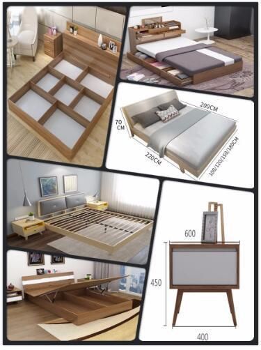 Minimalist Style Wooden Frame Bedroom Home Hotel Furniture Wall Bunk Sofa Double King Bed