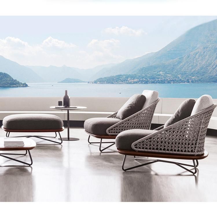 Leisure Outdoor Sofa Courtyard Villa Balcony Coffee Table Furniture Combination Outdoor Light Room Waterproof Sunscreen Rope