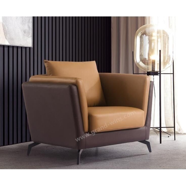 Simple Style Cheap Metal Leg Leather Sofa for Home Hotel