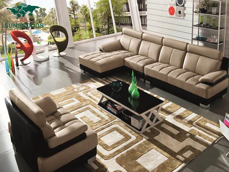 White Real Leather Living Room Sofa Set Design