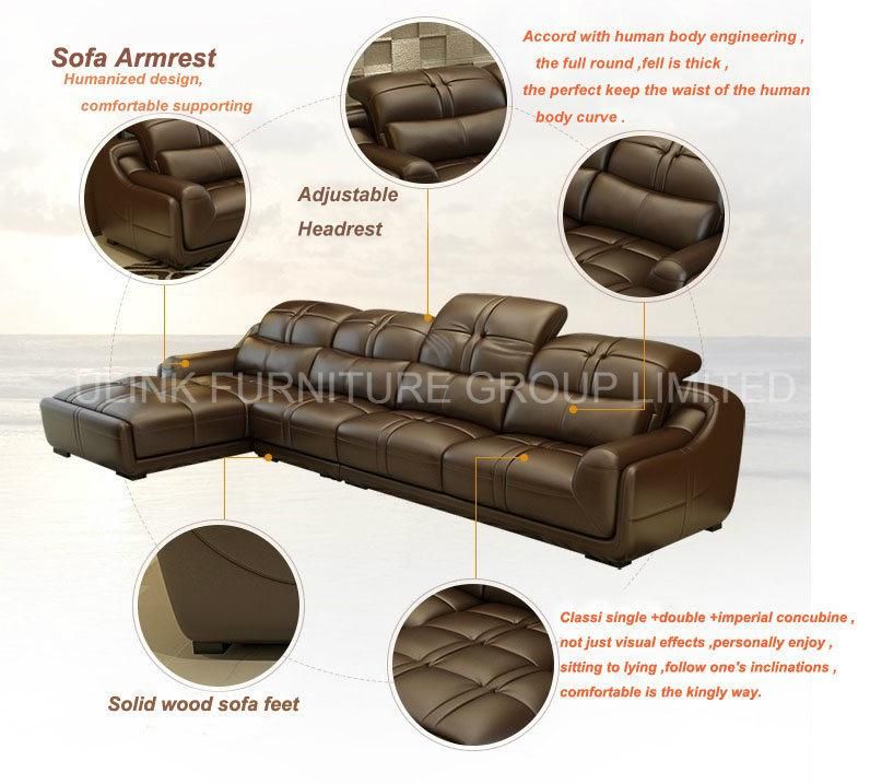 Wooden Frame Living Room Home Furniture Couch Sofas Set Silver Color L Shape Office Leather Sofa