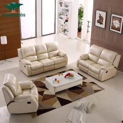 Best Selling Cream-Colored Leather Sofa Reclinable, Living Room Set Chesterfield Sofa, Genuine Leather Couches