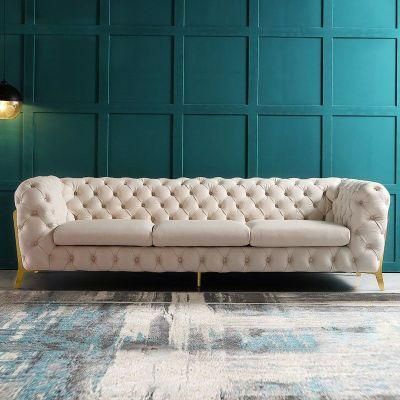 New Italian Luxury Contemporary Sofa Velvet Tufted Couch Chesterfield Blue Velvet Sectional Sofa