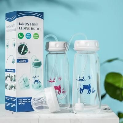 240ml Hand Free Baby High Temperature Resistance Feeding Bottle