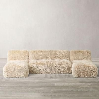 Fuzzy Corner Couch Modular Sectional U Shaped Fur Fluffy Sofa