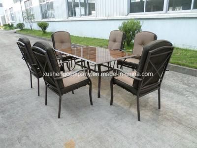 Compitive Outdoor Garden Aluminum+ Steel 7PCS Furniture Sofa Set by Table+Chairs