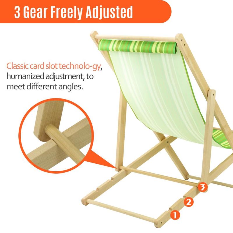 Comfortable Folding Camping Wooden Beach Deck Lounge Chair Sofa