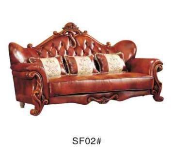 Classic Luxury Living Room Furniture Wooden Leather Sofa