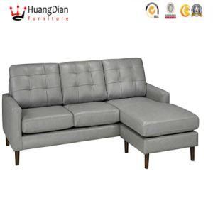 Chinese Custom Furniture Supplier High Tufted Back Leather Hotel Lobby Living Room Corner Sofa