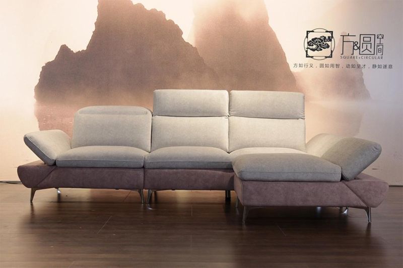Best Sale 3 Seater Antique Gray Genuine Fabric TV Corner Sofa