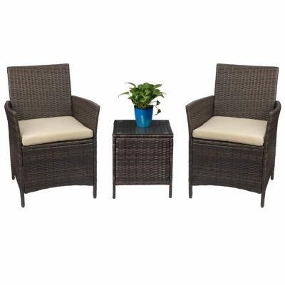 3 Pieces Porch Conversation Wicker Set Rattan Furniture Garden Outdoor Sofa Set