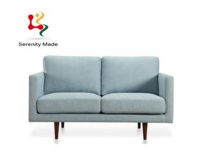 Living Room Furniture Home Set Furniture Blue Fabric Frame Wooden Legs Couch Sofa