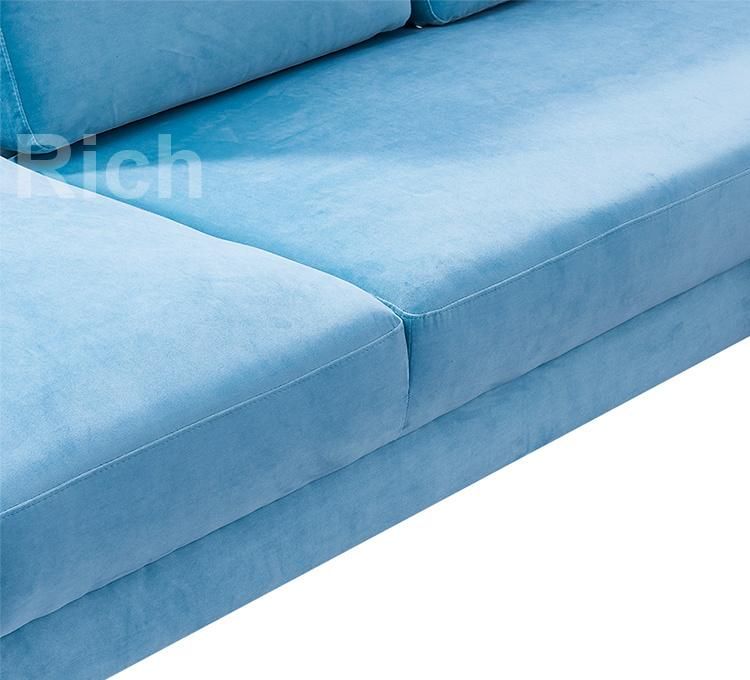Blue Fabric Modern Sectional Corner Sleeper Sofa for Living Room