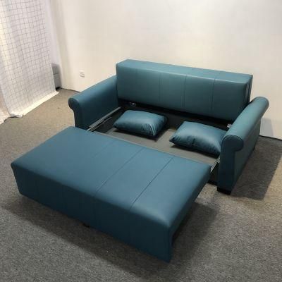 Leather Sleeper Sofa Couch Three Sette Blue Futon Convertible Chair Sectional Bed Sofa