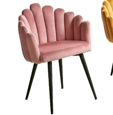 Gold Iron Legs Velvet Flower Shaped Armchair Sofa Chairs Shells