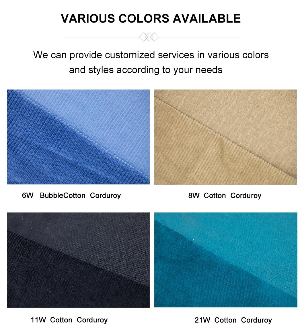 9W Cotton Dyed Soft Comfortable 100% Cotton Corduroy Sofa Curtain Fabric for Home Textile Curtain Dress Suit Pants Trousers Fabric Garment Ex Factory Price