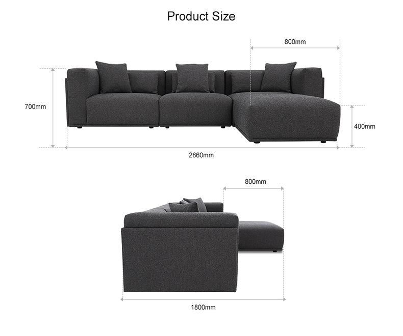 Modern Sectional Home Furniture Leisure Living Room Wooden Fabric Sofa