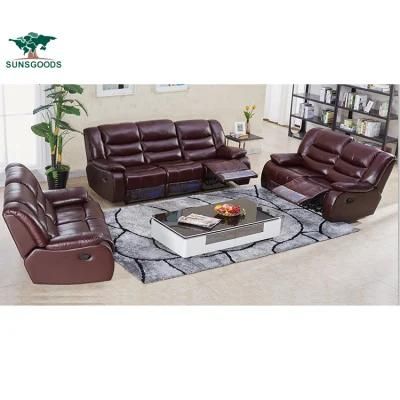 European Style Home Theater Cinema Furniture Genuine Leather Recliner Sofa 1 2 3