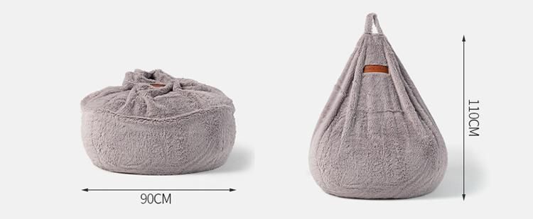 Wholesale Faux Fur Living Room Furniture Luckysac Sofa Set Furniture European Design Teardrop Bean Bag Sofa with Ottoman