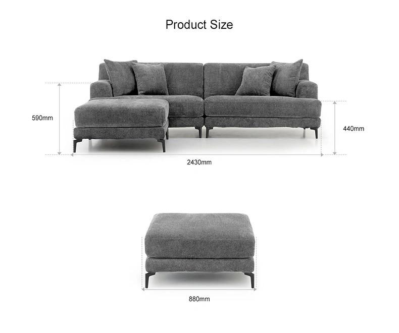 New Modern Living Room 3 Seat L Shape Home Furniture Sofa