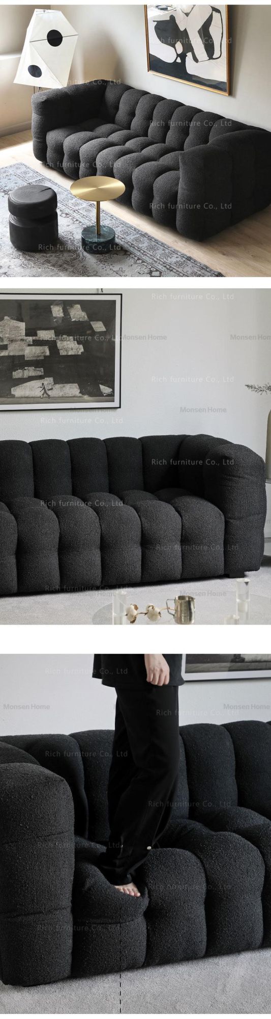 Home Modern Leisure Fabric Sofa Single Seat Grey Boucle Sofa for Living Room