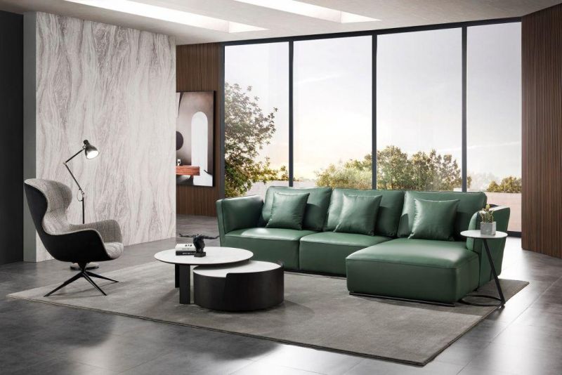 Factory Price Modern Home Furniture Sofa Green Leather Sofa Living Room Furniture GS9040