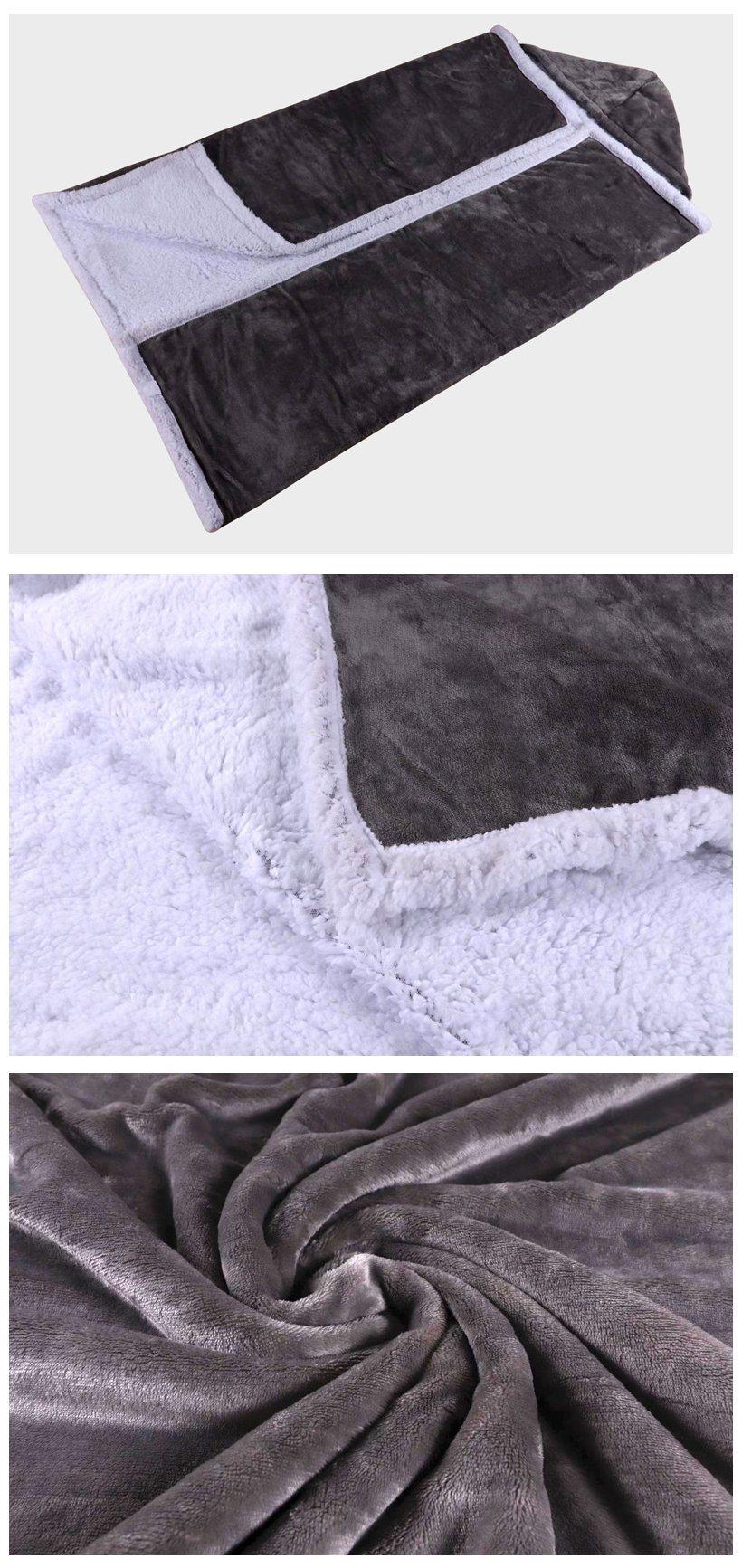 100% Polyester Velvet Flannel Sherpa Throw Bed Sofa Knit Blanket Hoodie Blanket Fuzzy Blanket Wearable Cloak Blanket