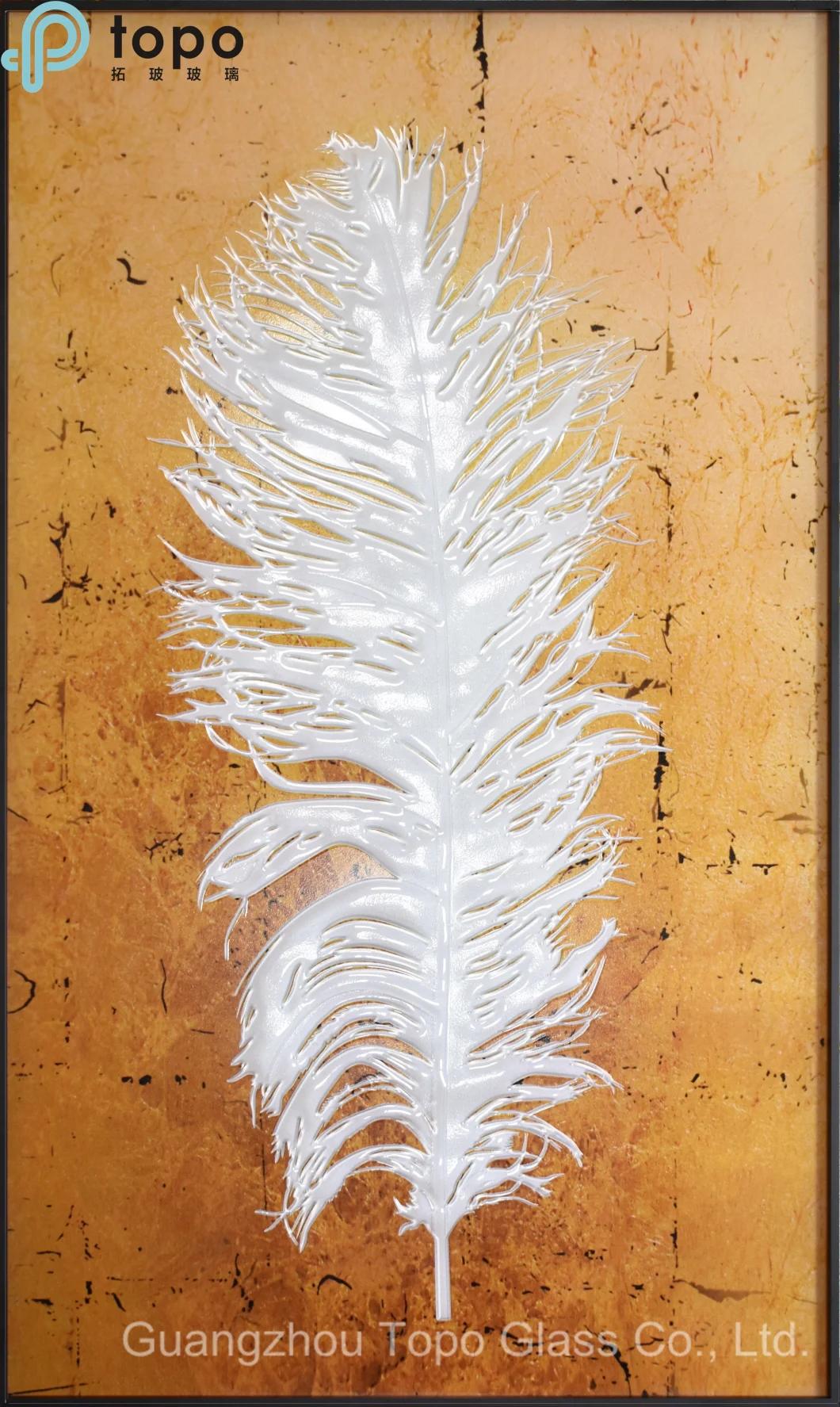 Modern Style Decorative 3D White Feather Art Paintings (MR-YB6-2041B)