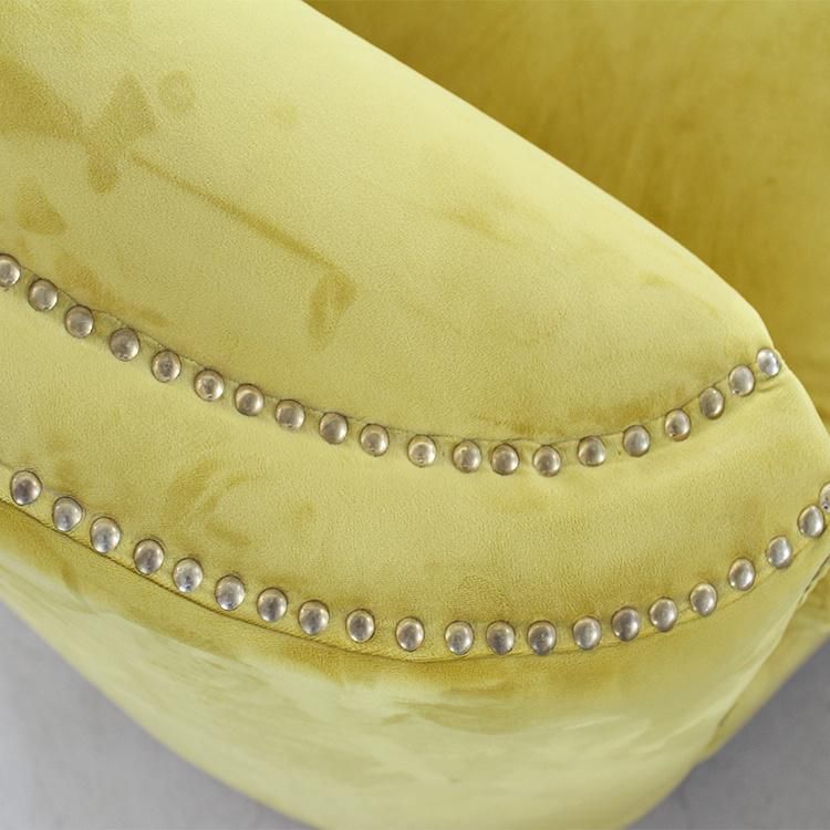 Factory Custom Furnitures Living Room Furniture Single Seater Sofa with Gold Stainless Steel Base