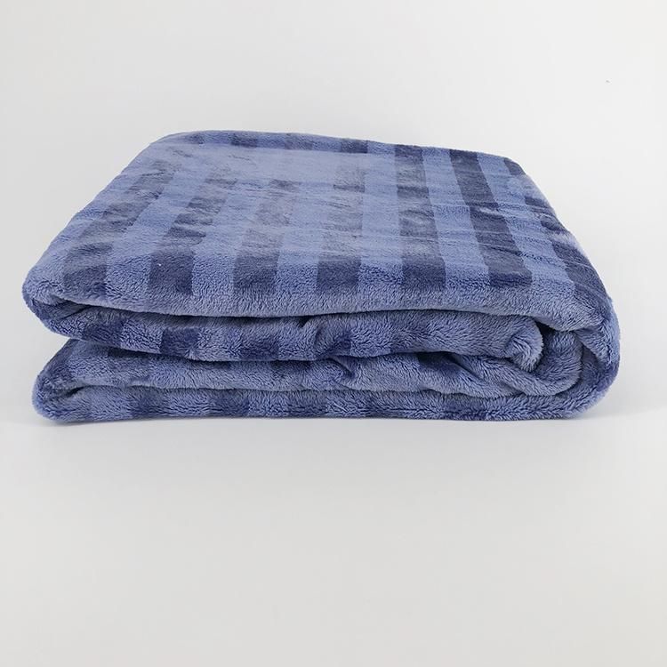 Two Color Shade Stripe Flannel Blanket for Sofa