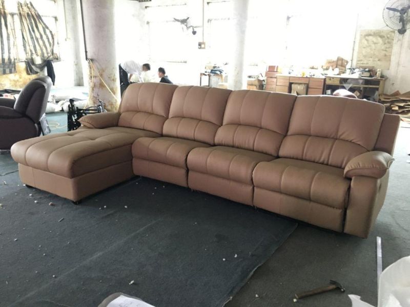 Electric Recliner Sofa Leather Corner Lounge with Low Back
